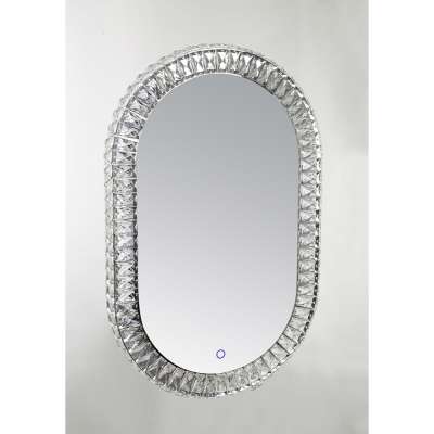 Egg Shape Wall Mounted Crystal LED Vanity Mirror for Home Deco & Make-up