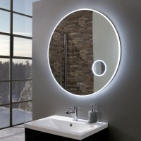 2020 Oval Design Hotel Using  Lighted Touch Screen Bathroom Mirror With Magnifier