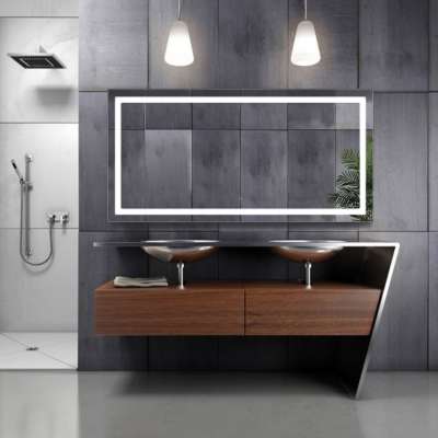 2020 Rectangle Shape UL List  Wall Mounted LED lighted Touch Screen Vanity Bathroom Mirror With On/Off Switch