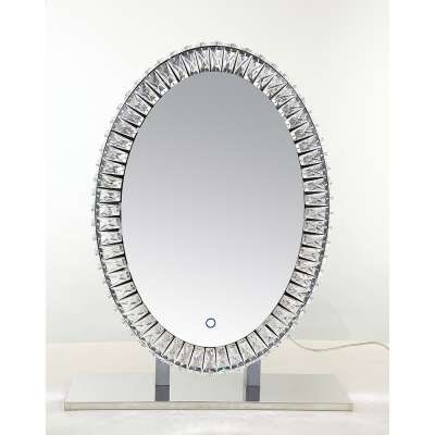 Oval Shape Desktop Crystal Makeup Mirror with Light for Make-up