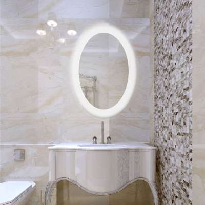 2020 Hot Sale Modern Design Oval LED Lighted Bathroom Vanity Makeup Decorative Wall Mirror With Demister